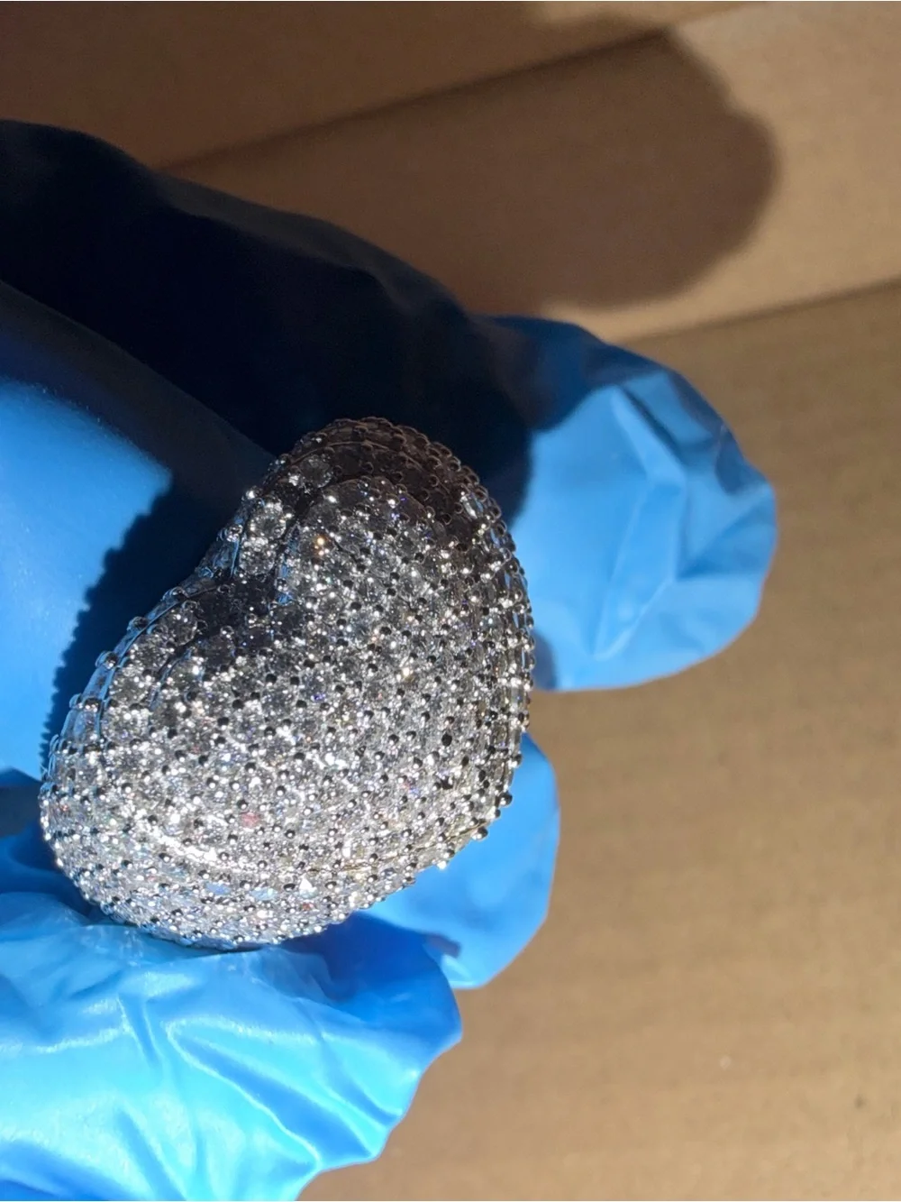 925 silver heart shaped ring with moissanite stones